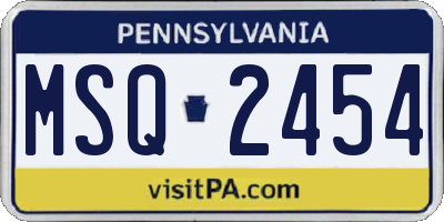PA license plate MSQ2454