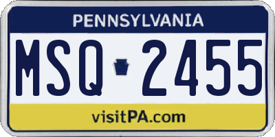 PA license plate MSQ2455