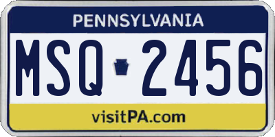 PA license plate MSQ2456