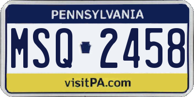PA license plate MSQ2458