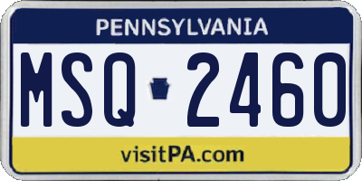 PA license plate MSQ2460