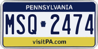 PA license plate MSQ2474