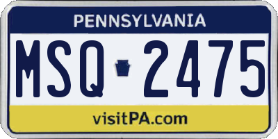 PA license plate MSQ2475