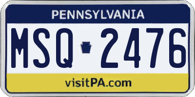 PA license plate MSQ2476
