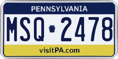 PA license plate MSQ2478