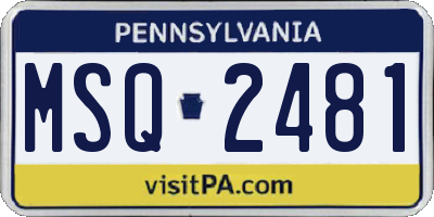 PA license plate MSQ2481
