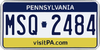 PA license plate MSQ2484