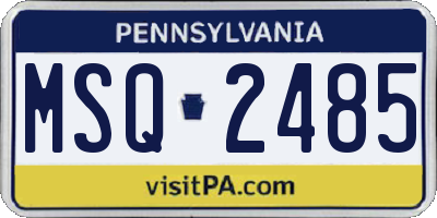 PA license plate MSQ2485