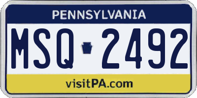 PA license plate MSQ2492