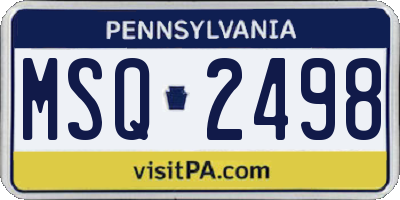 PA license plate MSQ2498