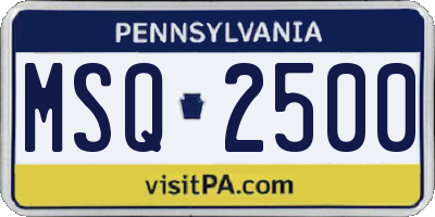 PA license plate MSQ2500