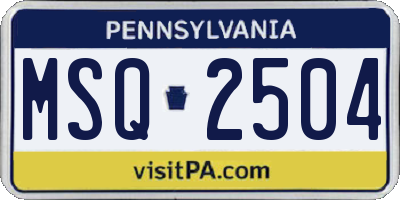 PA license plate MSQ2504