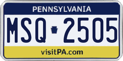 PA license plate MSQ2505