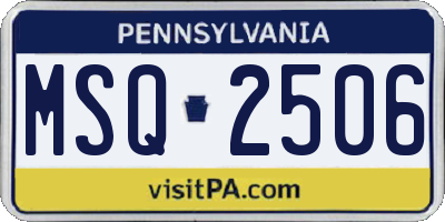 PA license plate MSQ2506