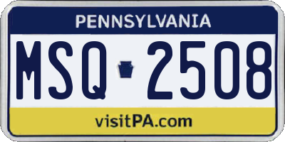 PA license plate MSQ2508