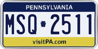 PA license plate MSQ2511