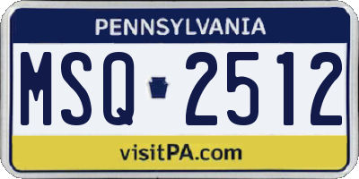 PA license plate MSQ2512