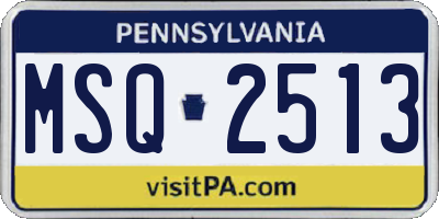 PA license plate MSQ2513