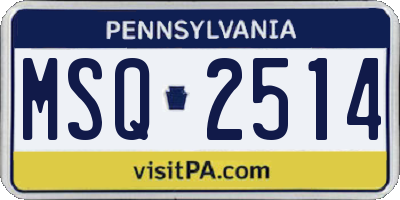 PA license plate MSQ2514