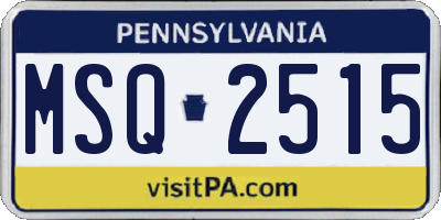 PA license plate MSQ2515