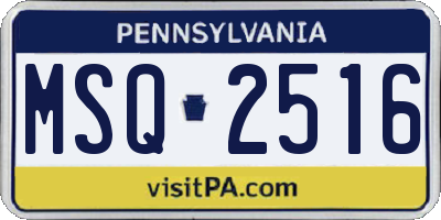 PA license plate MSQ2516