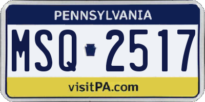 PA license plate MSQ2517