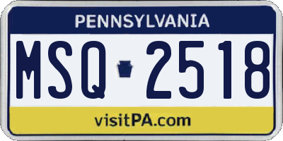 PA license plate MSQ2518