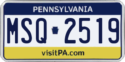PA license plate MSQ2519