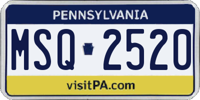 PA license plate MSQ2520