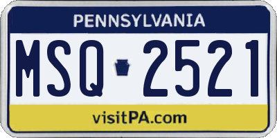 PA license plate MSQ2521