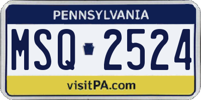 PA license plate MSQ2524
