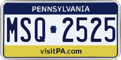 PA license plate MSQ2525