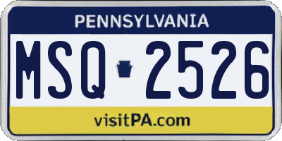 PA license plate MSQ2526
