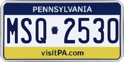 PA license plate MSQ2530