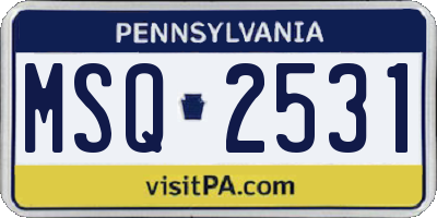 PA license plate MSQ2531