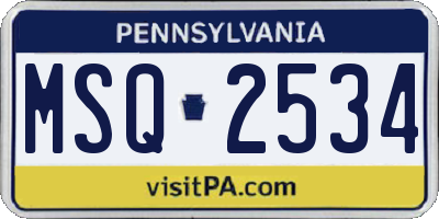 PA license plate MSQ2534