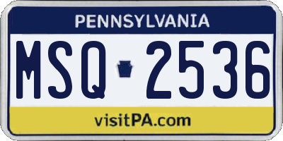 PA license plate MSQ2536