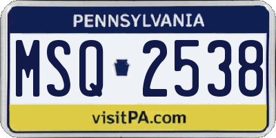 PA license plate MSQ2538