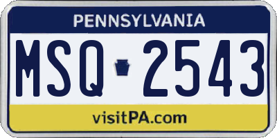 PA license plate MSQ2543