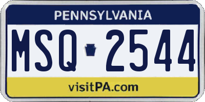 PA license plate MSQ2544