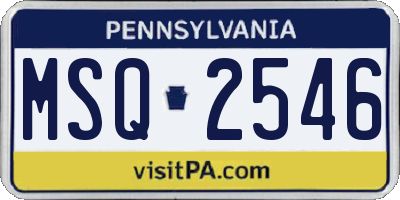PA license plate MSQ2546