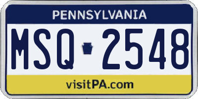 PA license plate MSQ2548