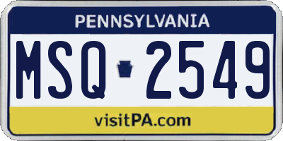 PA license plate MSQ2549