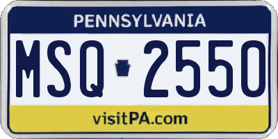 PA license plate MSQ2550