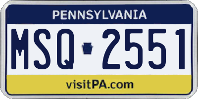 PA license plate MSQ2551