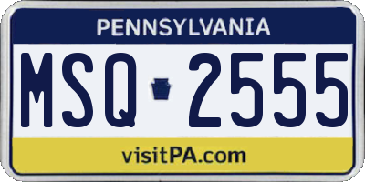 PA license plate MSQ2555