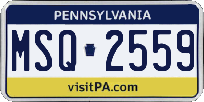 PA license plate MSQ2559