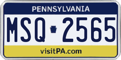 PA license plate MSQ2565