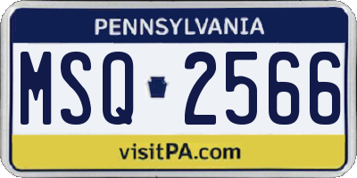 PA license plate MSQ2566