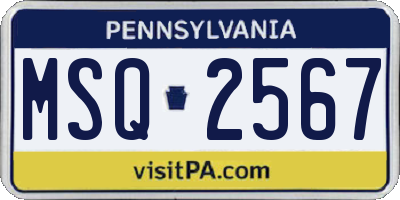 PA license plate MSQ2567